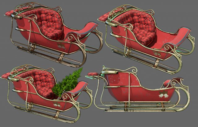 christmas sleigh low-poly Modelo 3D .c4d .max .obj .3ds .fbx .stl .blend 