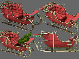 christmas sleigh low-poly 3D Model