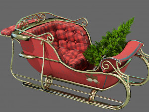 christmas sleigh low-poly Modelo 3D