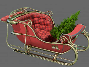christmas sleigh low-poly 3D Model