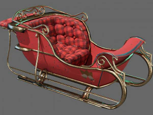 christmas sleigh low-poly 3D Model