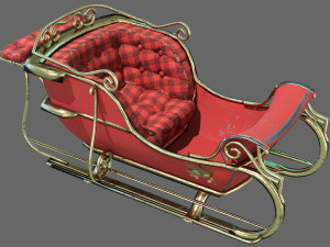 christmas sleigh low-poly Modelo 3D