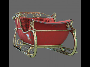 christmas sleigh low-poly Modelo 3D