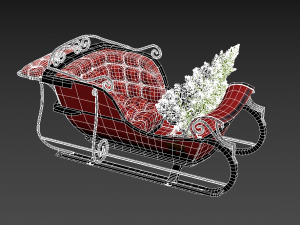 christmas sleigh low-poly Modelo 3D