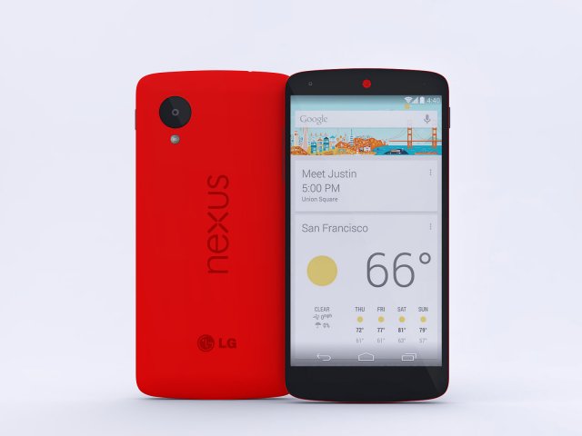 google nexus5 red Model 3D .c4d .max .obj .3ds .fbx .stl .blend 