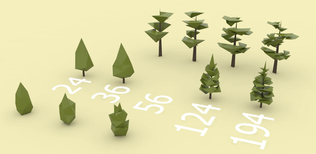 low polygon pine trees 3D Model .c4d .max .obj .3ds .fbx .stl .blend