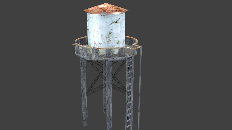 water tower daeobj 3D Model .c4d .max .obj .3ds .fbx .stl .blend 