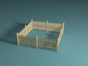 wooden fence Model 3D
