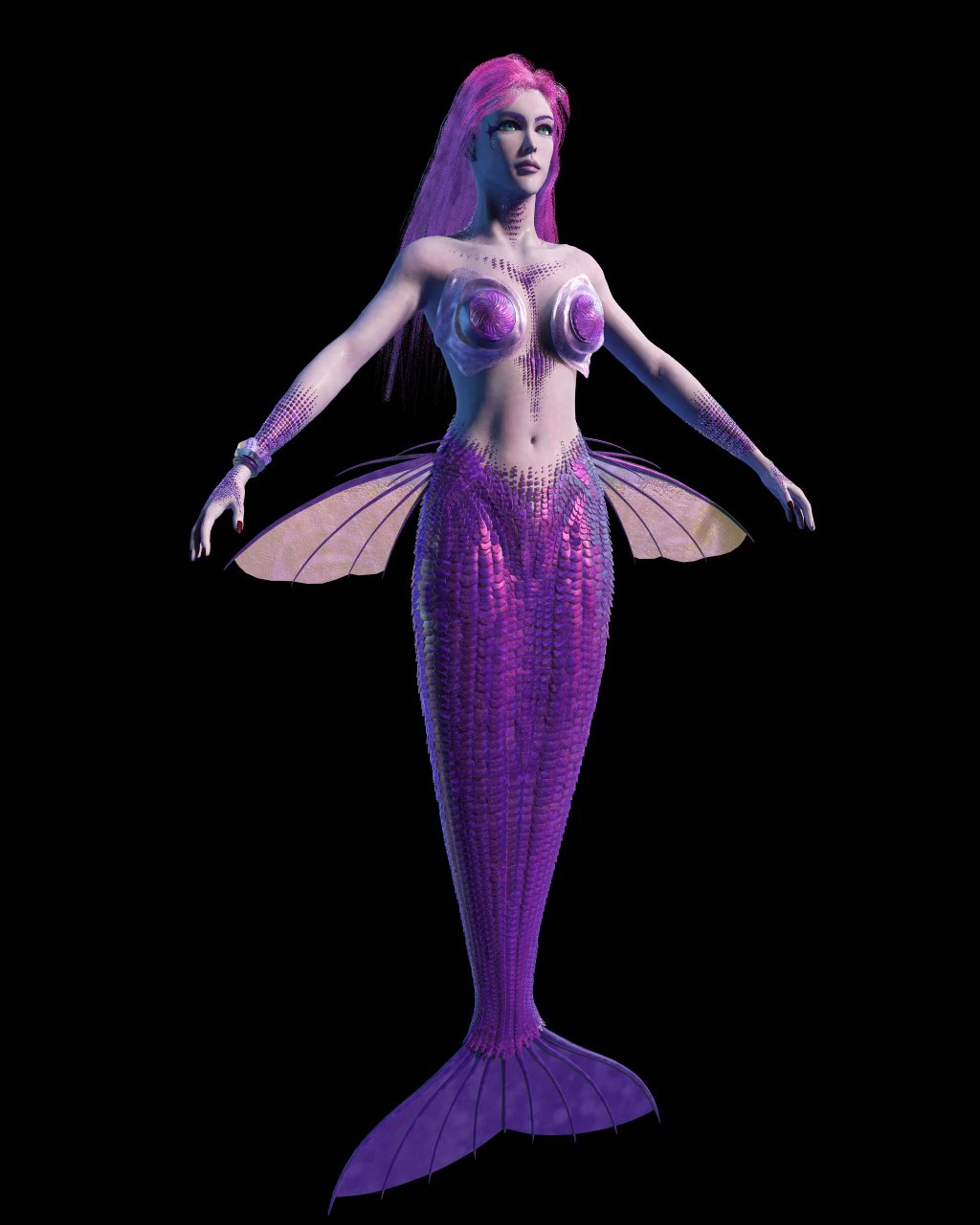the mermaid maya 3D Model .c4d .max .obj .3ds .fbx .stl .blend 