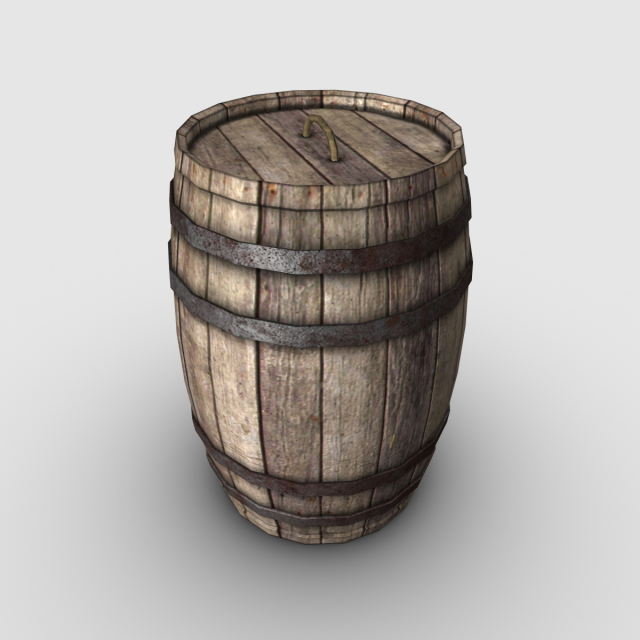 wooden barrel 3D 模型 .c4d .max .obj .3ds .fbx .stl .blend 