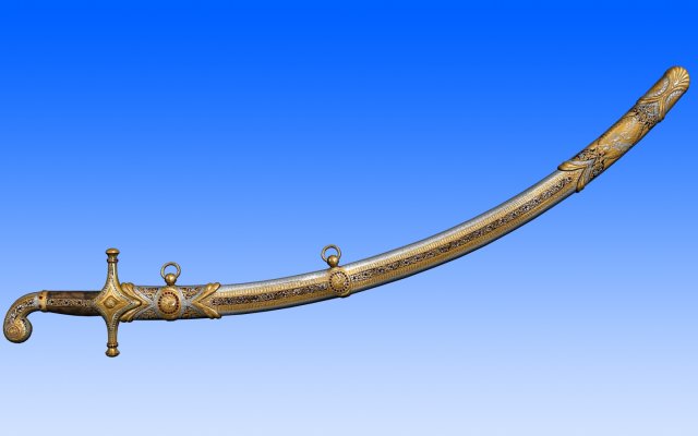 saber with scabbard 3D Model .c4d .max .obj .3ds .fbx .stl .blend 