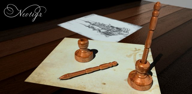 pen in the old style Model 3D .c4d .max .obj .3ds .fbx .stl .blend 