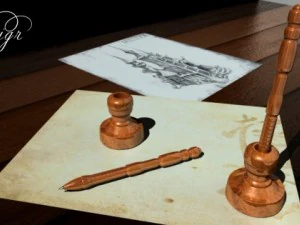 bol&iacute;grafo al estilo antiguo Modelo 3D