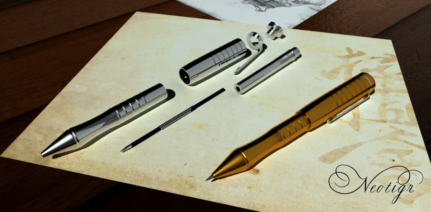 golden pen 3D Model .c4d .max .obj .3ds .fbx .stl .blend 
