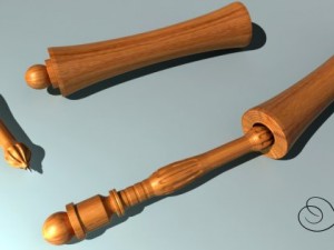 pen with wood 3D 모델
