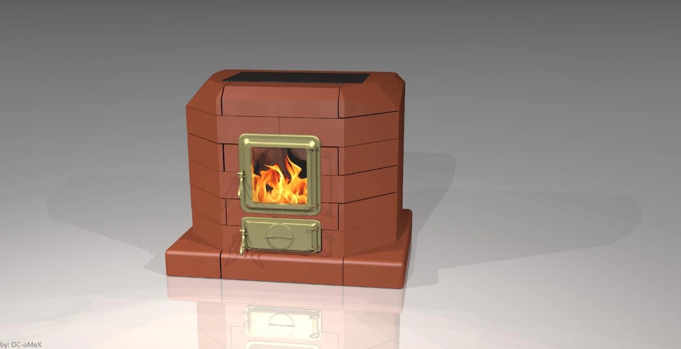 brick stove 3D Model .c4d .max .obj .3ds .fbx .stl .blend 