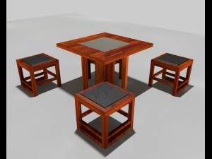 cafe table set Modelo 3D