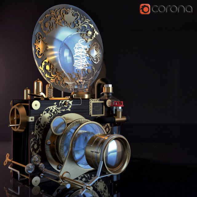 the camera steam punk Model 3D .c4d .max .obj .3ds .fbx .stl .blend