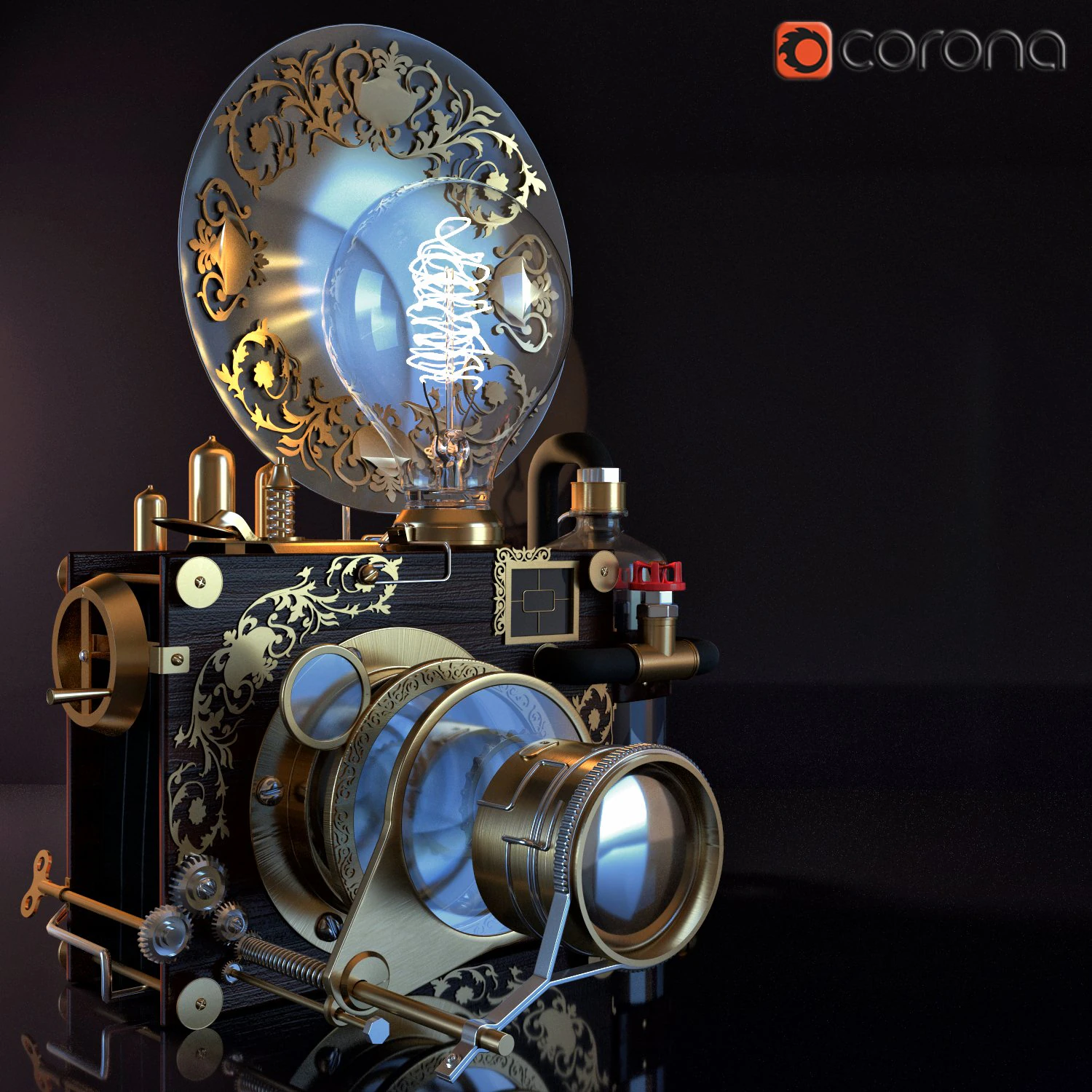 the camera steam punk 3D Model .c4d .max .obj .3ds .fbx .stl .blend 