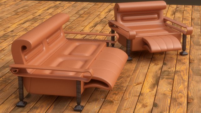 sofa and armchair 3D Модель .c4d .max .obj .3ds .fbx .stl .blend 
