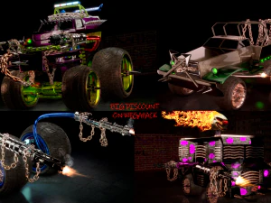 bükülmüş metal araçlar büyük 4'lü paket 3D Model