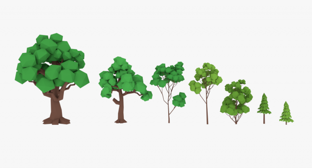 lowpoly trees pack 3D Модель .c4d .max .obj .3ds .fbx .stl .blend 