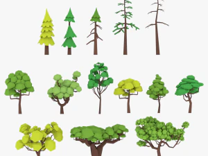 lowpoly ağa&ccedil;lar paketi 02 3D Model