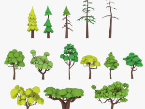 lowpoly ağa&ccedil;lar paketi 02 3D Model