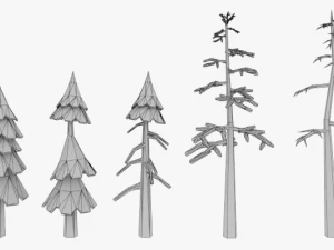 lowpoly ağa&ccedil;lar paketi 02 3D Model