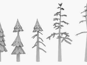 lowpoly ağa&ccedil;lar paketi 02 3D Model