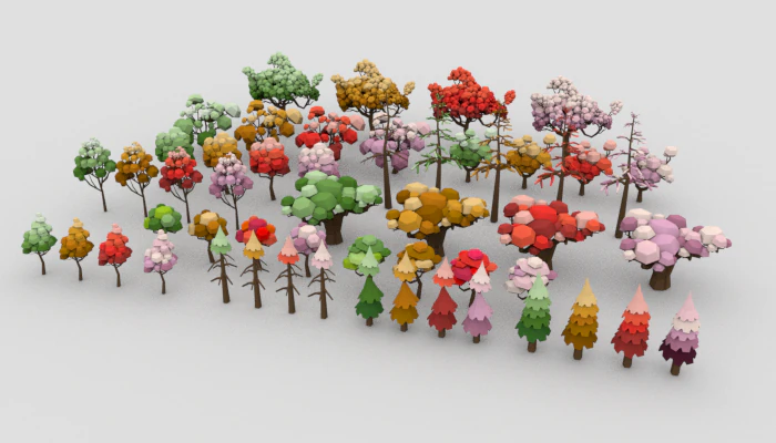 lowpoly trees pack 03 3D Model .c4d .max .obj .3ds .fbx .stl .blend