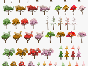 lowpoly trees pack 03 Modelo 3D