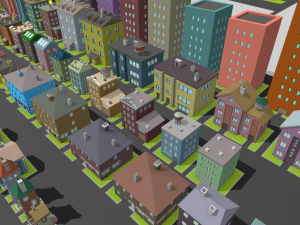 lowpoly fantezi şehir paketi 3D Model