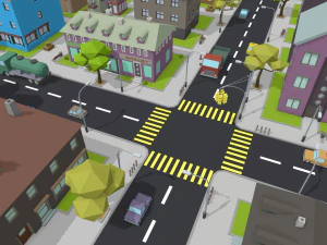 lowpoly fantezi şehir paketi 3D Model