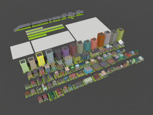 lowpoly fantasy city pack Model 3D