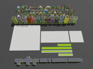 lowpoly fantezi şehir paketi 3D Model