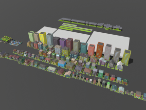 lowpoly fantasy city pack Model 3D
