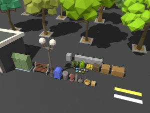 lowpoly fantezi şehir paketi 3D Model