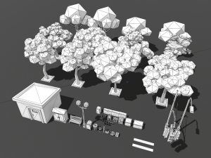 lowpoly fantasy city pack Model 3D