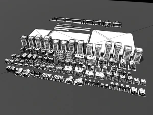 lowpoly fantezi şehir paketi 3D Model