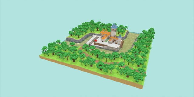 medieval castle low-poly Modelo 3D .c4d .max .obj .3ds .fbx .stl .blend 