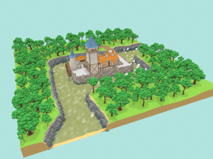 medieval castle low-poly Modelo 3D