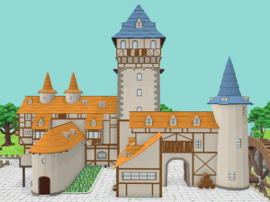 medieval castle low-poly Modelo 3D