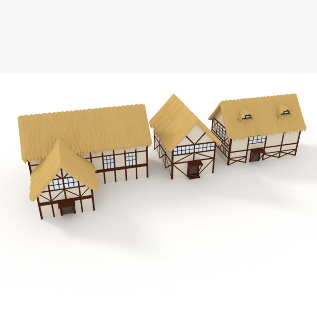 thatched roof house model Modello 3D .c4d .max .obj .3ds .fbx .stl .blend 