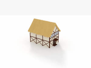 thatched roof house model Modello 3D