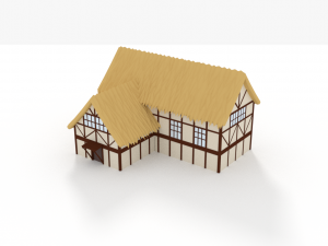 thatched roof house model Modello 3D