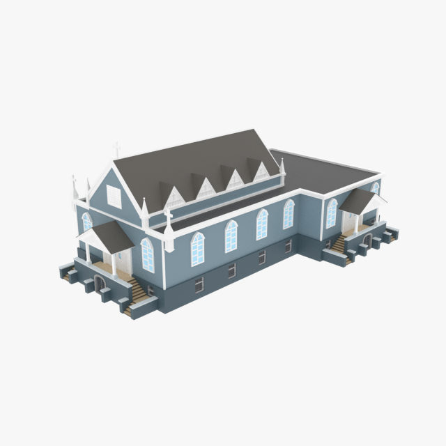 lowpoly church 01 Model 3D .c4d .max .obj .3ds .fbx .stl .blend 