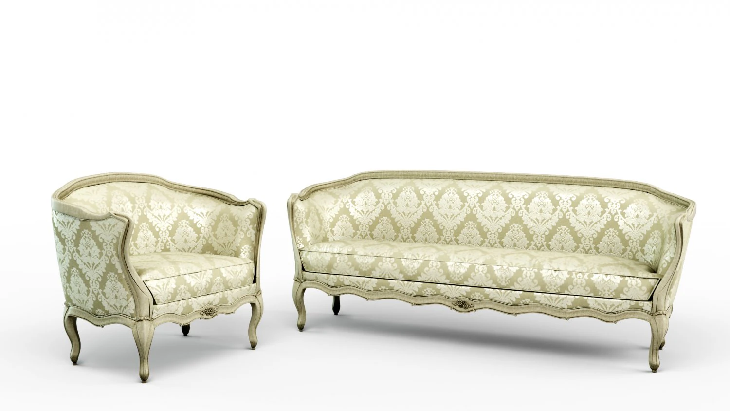 sofa and armchair in the style of provence 3D Model .c4d .max .obj .3ds .fbx .stl .blend 