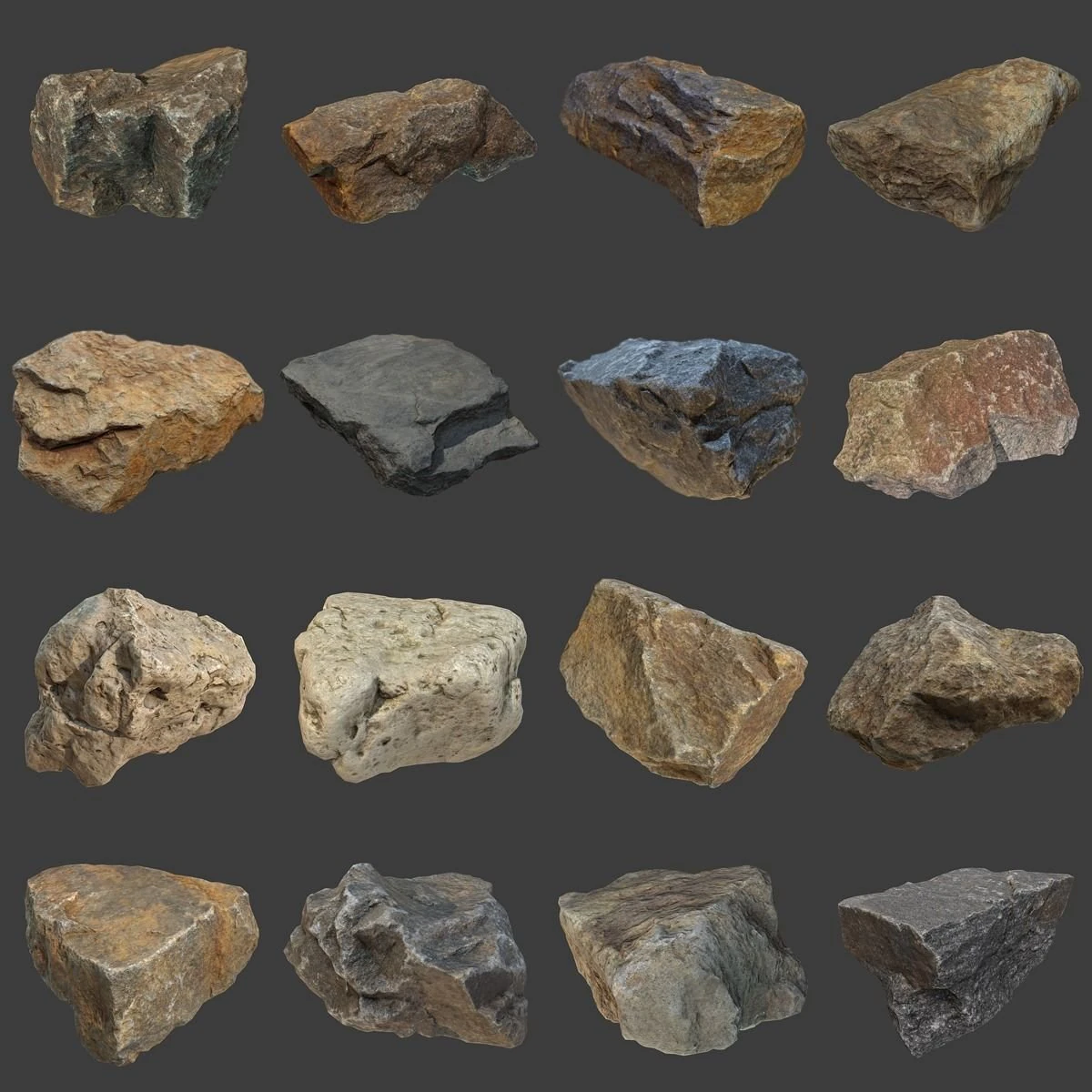 stones pack 3D Model .c4d .max .obj .3ds .fbx .stl .blend 