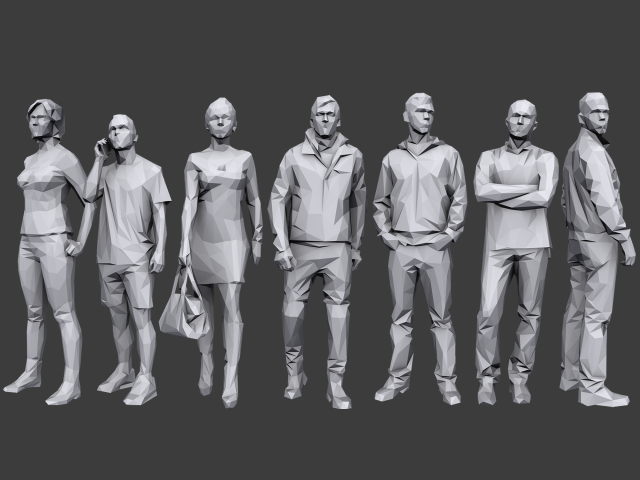 lowpoly people casual pack Modèle 3D .c4d .max .obj .3ds .fbx .stl .blend 